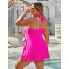 imageBlooming Jelly Womens Plus Size Swimsuit One Piece Swim Dress Tummy Control Bathing Suit Color Block Halter SwimwearPink Color Block