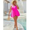 imageBlooming Jelly Womens Plus Size Swimsuit One Piece Swim Dress Tummy Control Bathing Suit Color Block Halter SwimwearPink Color Block