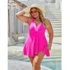 imageBlooming Jelly Womens Plus Size Swimsuit One Piece Swim Dress Tummy Control Bathing Suit Color Block Halter SwimwearPink Color Block