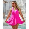 imageBlooming Jelly Womens Plus Size Swimsuit One Piece Swim Dress Tummy Control Bathing Suit Color Block Halter SwimwearPink Color Block