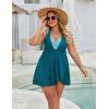 imageBlooming Jelly Womens Plus Size Swimsuit One Piece Swim Dress Tummy Control Bathing Suit Color Block Halter SwimwearTeal Color Block