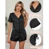imageBlooming Jelly Womens Satin Pajama Set 2 Piece Lounge Pjs Shorts Set Summer Button Down Sleepwear Cozy LoungewearBlack