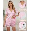 imageBlooming Jelly Womens Satin Pajama Set 2 Piece Lounge Pjs Shorts Set Summer Button Down Sleepwear Cozy LoungewearPink