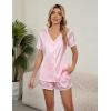 imageBlooming Jelly Womens Satin Pajama Set 2 Piece Lounge Pjs Shorts Set Summer Button Down Sleepwear Cozy LoungewearPink