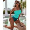 imageBlooming Jelly Womens Sexy One Piece Bathing Suits One Shoulder Swimsuits Slimming Mesh SwimwearAqua Green