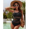 imageBlooming Jelly Womens Sexy One Piece Bathing Suits One Shoulder Swimsuits Slimming Mesh SwimwearBlack