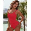 imageBlooming Jelly Womens Sexy One Piece Bathing Suits One Shoulder Swimsuits Slimming Mesh SwimwearRed