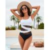 imageBlooming Jelly Womens Sexy One Piece Bathing Suits One Shoulder Swimsuits Slimming Mesh SwimwearWhite and Black