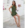 imageBlooming Jelly Womens Summer Two Piece Sets Vacation Outfits Pleated Button Linen Matching Set Tank Top Shorts with PocketsArmy Green