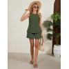 imageBlooming Jelly Womens Summer Two Piece Sets Vacation Outfits Pleated Button Linen Matching Set Tank Top Shorts with PocketsArmy Green