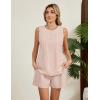imageBlooming Jelly Womens Summer Two Piece Sets Vacation Outfits Pleated Button Linen Matching Set Tank Top Shorts with PocketsLight Apricot