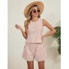 imageBlooming Jelly Womens Summer Two Piece Sets Vacation Outfits Pleated Button Linen Matching Set Tank Top Shorts with PocketsLight Apricot