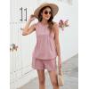 imageBlooming Jelly Womens Summer Two Piece Sets Vacation Outfits Pleated Button Linen Matching Set Tank Top Shorts with PocketsPink