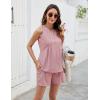 imageBlooming Jelly Womens Summer Two Piece Sets Vacation Outfits Pleated Button Linen Matching Set Tank Top Shorts with PocketsPink