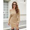 imageBlooming Jelly Womens Sweater Dress Bodycon Long Sleeve Off The Shoulder Pullover Sweaters Fall 2023Khaki