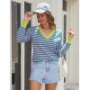 imageBlooming Jelly Womens Sweaters Striped V Neck Fall Outfits 2024Color Block Pullover Tops Winter ClothesBlue Pink
