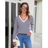 imageBlooming Jelly Womens Sweaters Striped V Neck Fall Outfits 2024Color Block Pullover Tops Winter ClothesBlue White