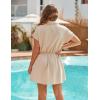 imageBlooming Jelly Womens Swimsuit Coverup Beach Bathing Suit Cover Up Button Down Shirt Dresses Pleated Bikini SwimwearApricot