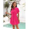 imageBlooming Jelly Womens Swimsuit Coverup Beach Bathing Suit Cover Up Button Down Shirt Dresses Pleated Bikini SwimwearHot Pink