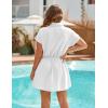 imageBlooming Jelly Womens Swimsuit Coverup Beach Bathing Suit Cover Up Button Down Shirt Dresses Pleated Bikini SwimwearWhite