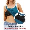imageBlooming Jelly Womens Tank Tops Built in Bra Summer Trendy Sleeveless Tops Ribbed Square Neck ShirtsTeal