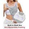 imageBlooming Jelly Womens Tank Tops Built in Bra Summer Trendy Sleeveless Tops Ribbed Square Neck ShirtsWhite Striped