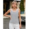 imageBlooming Jelly Womens Tank Tops Built in Bra Summer Trendy Sleeveless Tops Ribbed Square Neck ShirtsWhite Striped
