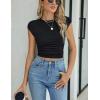imageBlooming Jelly Womens Trendy Crop Tops Summer Sleeveless Y2k Ribbed Tank Top Casual Going Out Ruched Tshirts ShirtsBlack