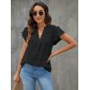 imageBlooming Jelly Womens White Blouse V Neck Ruffle Sleeve Flowy Shirts Dressy Casual Cute Summer TopsBlack