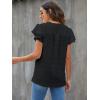 imageBlooming Jelly Womens White Blouse V Neck Ruffle Sleeve Flowy Shirts Dressy Casual Cute Summer TopsBlack