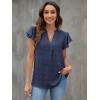imageBlooming Jelly Womens White Blouse V Neck Ruffle Sleeve Flowy Shirts Dressy Casual Cute Summer TopsBlue