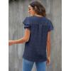 imageBlooming Jelly Womens White Blouse V Neck Ruffle Sleeve Flowy Shirts Dressy Casual Cute Summer TopsBlue