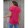 imageBlooming Jelly Womens White Blouse V Neck Ruffle Sleeve Flowy Shirts Dressy Casual Cute Summer TopsBright Rose