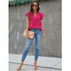 imageBlooming Jelly Womens White Blouse V Neck Ruffle Sleeve Flowy Shirts Dressy Casual Cute Summer TopsBright Rose