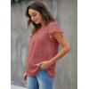 imageBlooming Jelly Womens White Blouse V Neck Ruffle Sleeve Flowy Shirts Dressy Casual Cute Summer TopsCoral Red