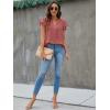 imageBlooming Jelly Womens White Blouse V Neck Ruffle Sleeve Flowy Shirts Dressy Casual Cute Summer TopsCoral Red