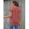 imageBlooming Jelly Womens White Blouse V Neck Ruffle Sleeve Flowy Shirts Dressy Casual Cute Summer TopsCoral Red