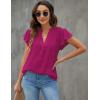 imageBlooming Jelly Womens White Blouse V Neck Ruffle Sleeve Flowy Shirts Dressy Casual Cute Summer TopsCrimson Red 02