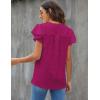 imageBlooming Jelly Womens White Blouse V Neck Ruffle Sleeve Flowy Shirts Dressy Casual Cute Summer TopsCrimson Red 02
