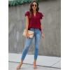 imageBlooming Jelly Womens White Blouse V Neck Ruffle Sleeve Flowy Shirts Dressy Casual Cute Summer TopsCrimson Red