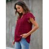 imageBlooming Jelly Womens White Blouse V Neck Ruffle Sleeve Flowy Shirts Dressy Casual Cute Summer TopsCrimson Red