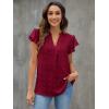 imageBlooming Jelly Womens White Blouse V Neck Ruffle Sleeve Flowy Shirts Dressy Casual Cute Summer TopsCrimson Red