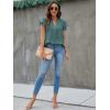 imageBlooming Jelly Womens White Blouse V Neck Ruffle Sleeve Flowy Shirts Dressy Casual Cute Summer TopsDark Green