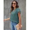 imageBlooming Jelly Womens White Blouse V Neck Ruffle Sleeve Flowy Shirts Dressy Casual Cute Summer TopsDark Green