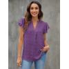 imageBlooming Jelly Womens White Blouse V Neck Ruffle Sleeve Flowy Shirts Dressy Casual Cute Summer TopsDark Violet