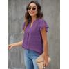 imageBlooming Jelly Womens White Blouse V Neck Ruffle Sleeve Flowy Shirts Dressy Casual Cute Summer TopsDark Violet