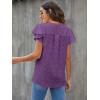 imageBlooming Jelly Womens White Blouse V Neck Ruffle Sleeve Flowy Shirts Dressy Casual Cute Summer TopsDark Violet