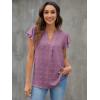 imageBlooming Jelly Womens White Blouse V Neck Ruffle Sleeve Flowy Shirts Dressy Casual Cute Summer TopsGrape Purple