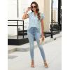 imageBlooming Jelly Womens White Blouse V Neck Ruffle Sleeve Flowy Shirts Dressy Casual Cute Summer TopsGreenfloral Print