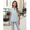 imageBlooming Jelly Womens White Blouse V Neck Ruffle Sleeve Flowy Shirts Dressy Casual Cute Summer TopsGreenfloral Print